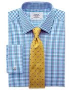 Charles Tyrwhitt Charles Tyrwhitt Slim Fit Two Colour Check Blue Cotton Dress Shirt Size 14.5/32