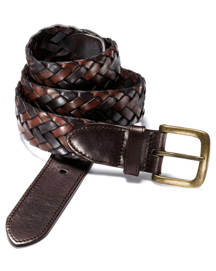  Brown Casual Plait Belt Size 38 By Charles Tyrwhitt
