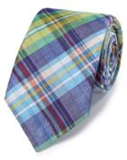  Green Checkered Linen Silk Italian Luxury Tie By Charles Tyrwhitt