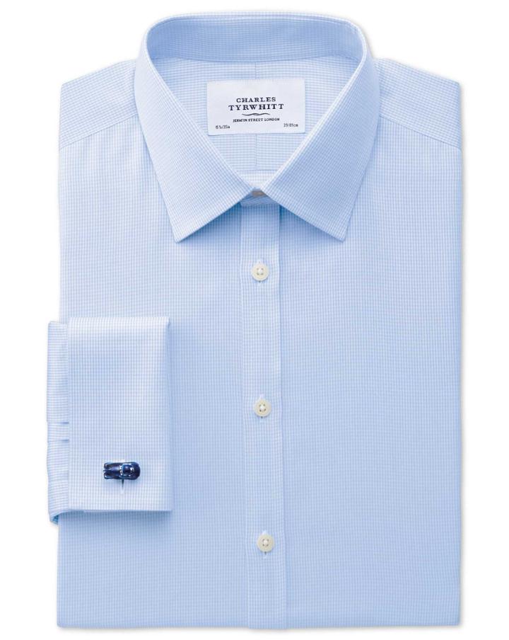 Charles Tyrwhitt Charles Tyrwhitt Classic Fit Non-iron Puppytooth Sky Blue Shirt