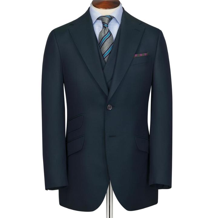 Charles Tyrwhitt Charles Tyrwhitt Dark Green Slim Fit British Hopsack Luxury Suit Wool Jacket Size 38