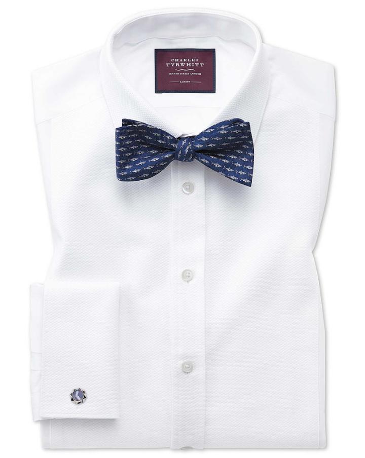  Extra Slim Fit Luxury Marcella Bib Front White Tuxedo Egyptian Cotton Dress Shirt French Cuff Size 15/32 By Charles Tyrwhitt