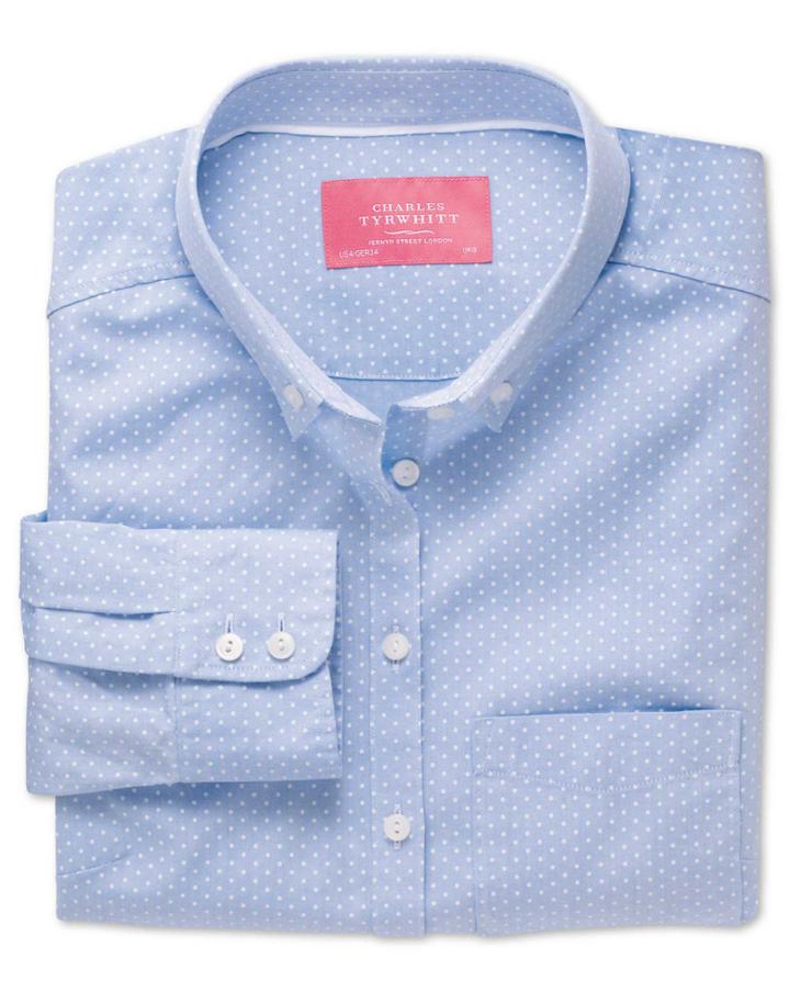 Charles Tyrwhitt Charles Tyrwhitt Women's Semi-fitted Cotton Oxford Sky And White Shirt