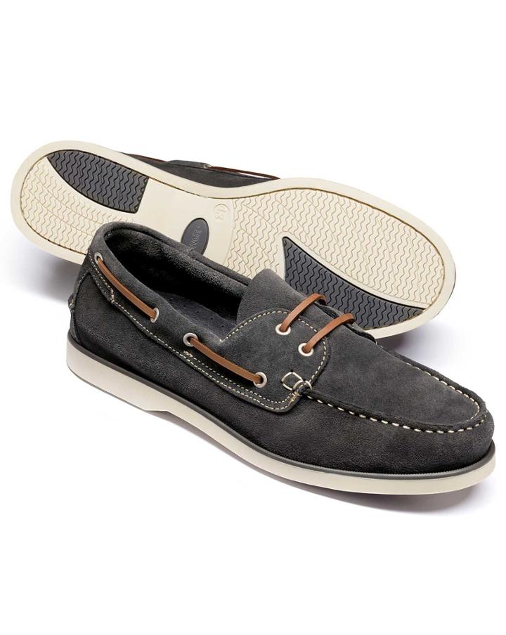 Charles Tyrwhitt Charles Tyrwhitt Grey Fowey Suede Boat Shoes Size 11