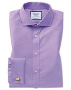  Extra Slim Fit Non-iron Spread Collar Lilac Twill Cotton Dress Shirt French Cuff Size 14.5/32 By Charles Tyrwhitt