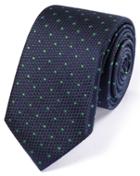 Charles Tyrwhitt Charles Tyrwhitt Slim Navy And Green Silk Classic Textured Spot Tie