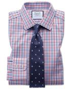 Charles Tyrwhitt Extra Slim Fit Poplin Multi Red Check Cotton Dress Shirt French Cuff Size 14.5/32 By Charles Tyrwhitt
