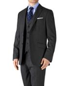 Charles Tyrwhitt Charles Tyrwhitt Charcoal Classic Fit Birdseye Travel Suit Wool Jacket Size 36