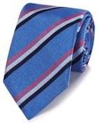  Sky Blue And Pink Reppe Stripe English Luxury Silk Tie By Charles Tyrwhitt