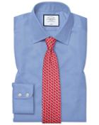 Slim Fit Non-iron Blue Royal Panama Cotton Dress Shirt Single Cuff Size 15/32 By Charles Tyrwhitt