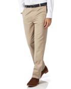  Stone Classic Fit Flat Front Non-iron Cotton Chino Pants Size W32 L30 By Charles Tyrwhitt