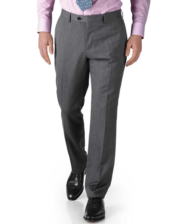 Charles Tyrwhitt Silver Slim Fit Twill Business Suit Wool Pants Size W42 L38 By Charles Tyrwhitt