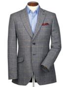  Slim Fit Blue And Beige Checkered British Tweed Cotton/cashmere Jacket Size 40 By Charles Tyrwhitt