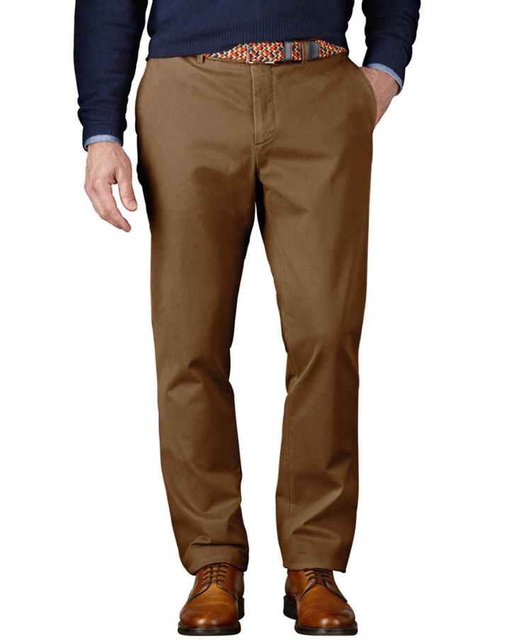 Charles Tyrwhitt Charles Tyrwhitt Camel Extra Slim Fit Flat Front Cotton Chino Pants Size W30 L30
