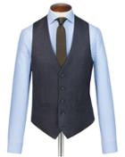  Charcoal And Blue Adjustable Fit Stripe Flannel Suit Wool Vest Size W36 By Charles Tyrwhitt