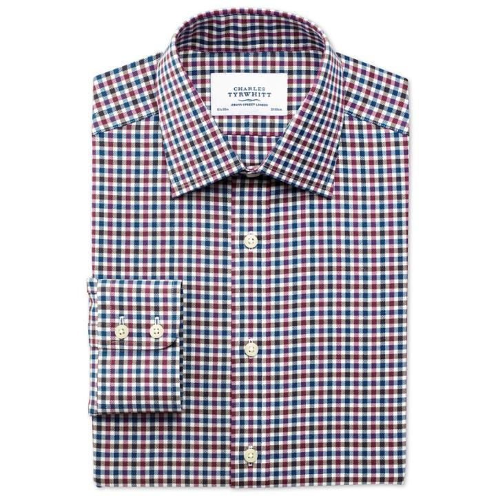 Charles Tyrwhitt Charles Tyrwhitt Slim Fit Gingham Country Check Pink And Brown Shirt
