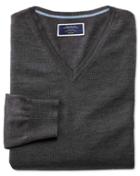 Charles Tyrwhitt Charcoal Merino Wool V-neck Sweater Size Large By Charles Tyrwhitt