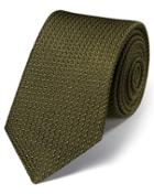 Charles Tyrwhitt Khaki Silk Luxury Italian Grenadine Plain Tie By Charles Tyrwhitt