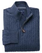 Charles Tyrwhitt Indigo Cotton Cashmere Cable Zip Neck Cotton/cashmere Sweater Size Large By Charles Tyrwhitt