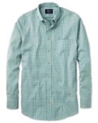 Charles Tyrwhitt Charles Tyrwhitt Extra Slim Fit Non-iron Poplin Green And Navy Check Cotton Dress Shirt Size Large