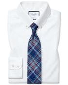  Classic Fit White Button-down Collar Non-iron Twill Cotton Dress Shirt Single Cuff Size 15.5/32 By Charles Tyrwhitt