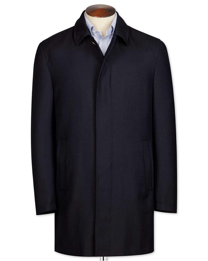 Charles Tyrwhitt Navy Herringbone Wool Car Wool Coat Size 38 By Charles Tyrwhitt