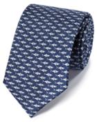  Navy Shark Print Classic Silk Tie By Charles Tyrwhitt