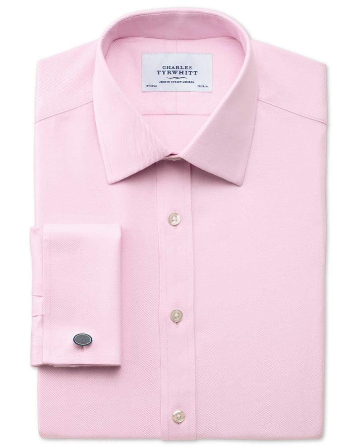 Charles Tyrwhitt Charles Tyrwhitt Slim Fit Egyptian Cotton Cavalry Twill Light Pink Dress Shirt Size 14.5/32