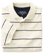 Charles Tyrwhitt Charles Tyrwhitt Classic Fit White And Navy Striped Pique Cotton Polo Size Xxl