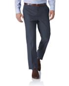  Navy Slim Fit Stretch Non-iron Cotton Tailored Pants Size W30 L34 By Charles Tyrwhitt