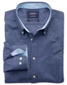 Charles Tyrwhitt Charles Tyrwhitt Extra Slim Fit Blue Washed Oxford Cotton Dress Shirt Size Large