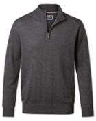  Charcoal Merino Wool Zip Neck Sweater Size Large By Charles Tyrwhitt