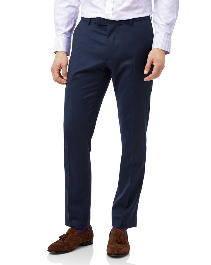  Mid Blue Extra Slim Fit Italian Natural Stretch Suit Trouser Size W30 L32 By Charles Tyrwhitt