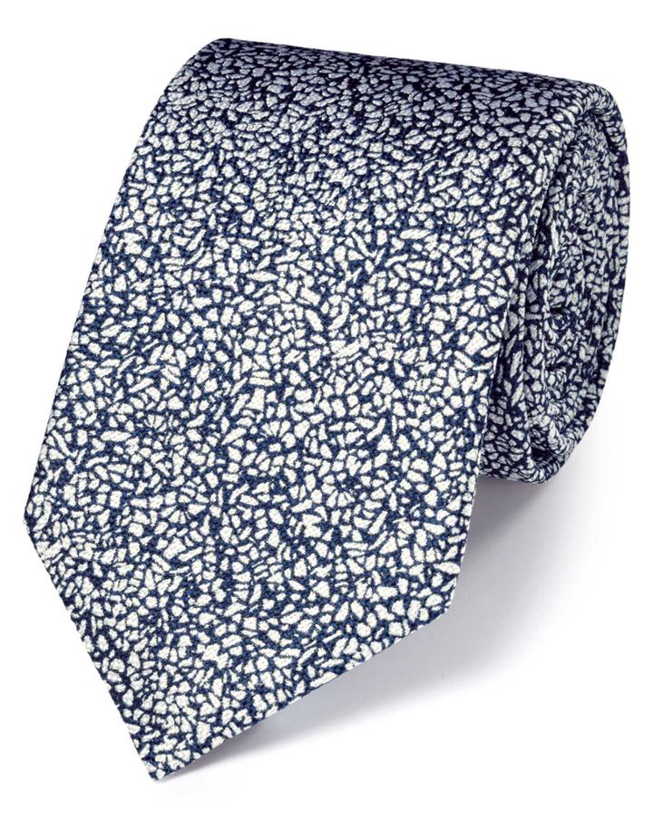 Charles Tyrwhitt White And Blue Silk End-on-end Luxury Tie By Charles Tyrwhitt