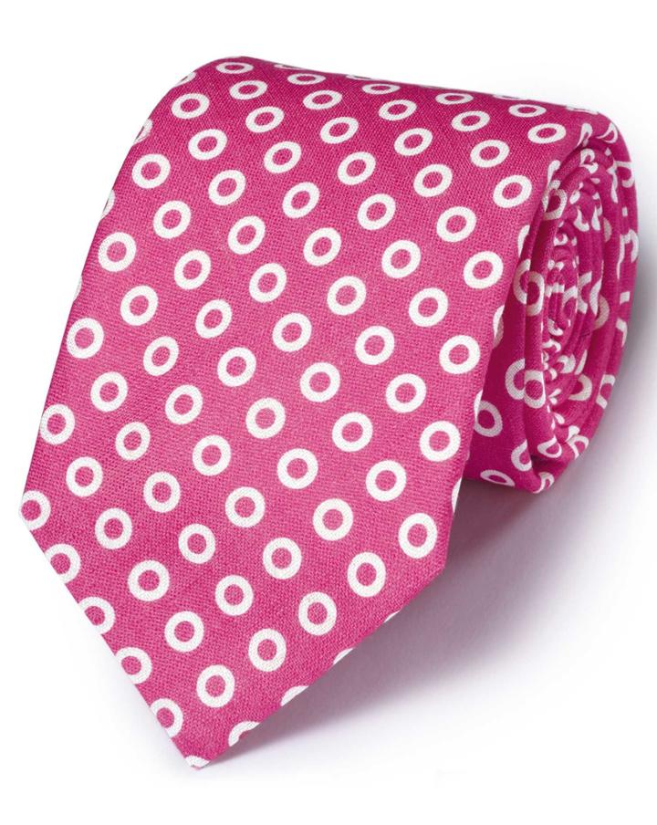 Charles Tyrwhitt Pink Linen English Luxury Spot Tie By Charles Tyrwhitt