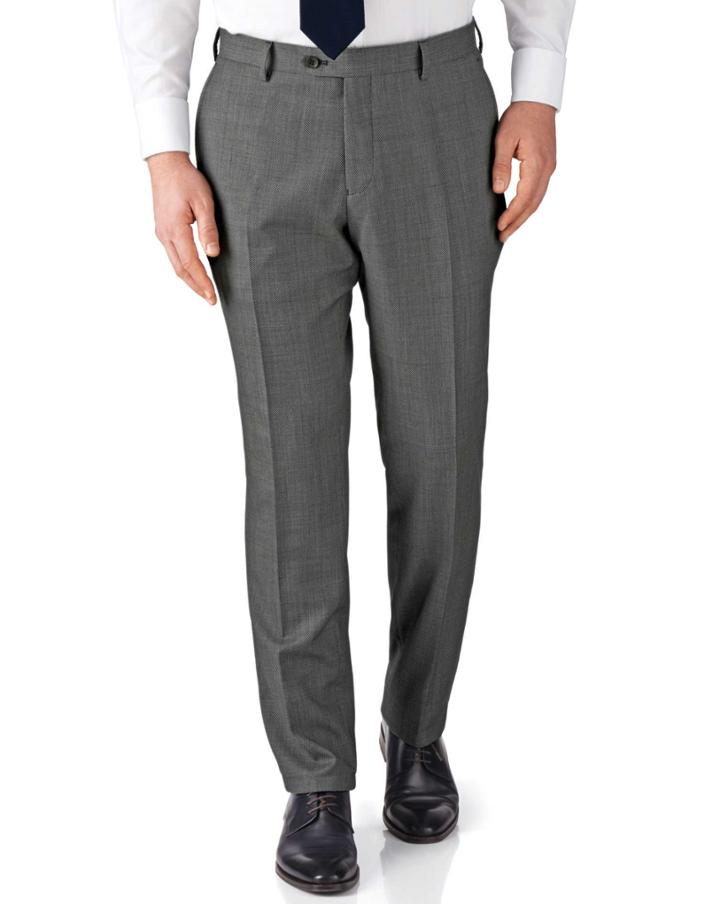 Charles Tyrwhitt Charles Tyrwhitt Grey Slim Fit Birdseye Travel Suit Trousers