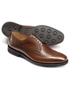  Chestnut Goodyear Welted Derby Wing Tip Brogue Shoes Size 11.5 By Charles Tyrwhitt
