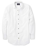 Charles Tyrwhitt Classic Fit White Dobby Textured Spot Cotton Casual Shirt Single Cuff Size Large By Charles Tyrwhitt