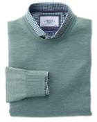 Charles Tyrwhitt Charles Tyrwhitt Light Green Merino Wool Crew Neck Sweater Size Xxxl