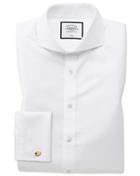 Extra Slim Fit Extreme Spread Collar Non-iron Twill White Cotton Dress Shirt French Cuff Size 14.5/33 By Charles Tyrwhitt