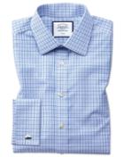 Classic Fit Non-iron Poplin Blue And Sky Blue Cotton Dress Shirt French Cuff Size 15.5/32 By Charles Tyrwhitt