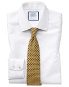 Slim Fit Non-iron White Arrow Weave Cotton Dress Shirt Single Cuff Size 15.5/34 By Charles Tyrwhitt
