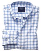  Slim Fit Button-down Non-iron Twill White And Blue Cotton Casual Shirt Single Cuff Size Medium By Charles Tyrwhitt