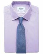 Charles Tyrwhitt Slim Fit Fine Stripe Lilac Cotton Dress Casual Shirt French Cuff Size 14.5/33 By Charles Tyrwhitt
