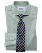 Charles Tyrwhitt Slim Fit Spread Collar Non-iron Puppytooth Olive Cotton Dress Casual Shirt French Cuff Size 14.5/33 By Charles Tyrwhitt