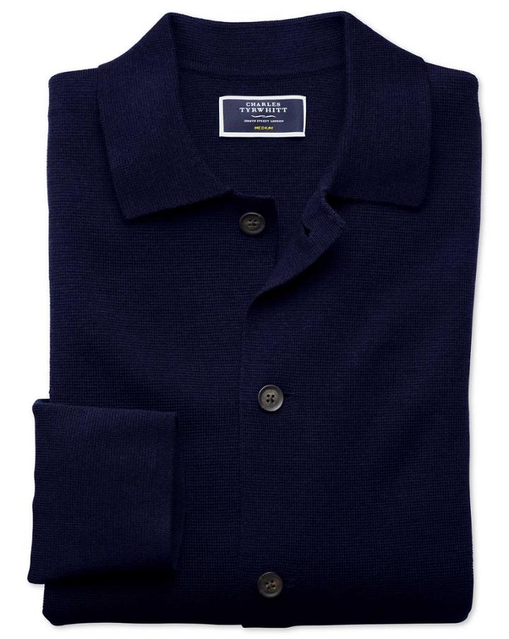 Charles Tyrwhitt Navy Merino Wool Jacket Size Medium By Charles Tyrwhitt