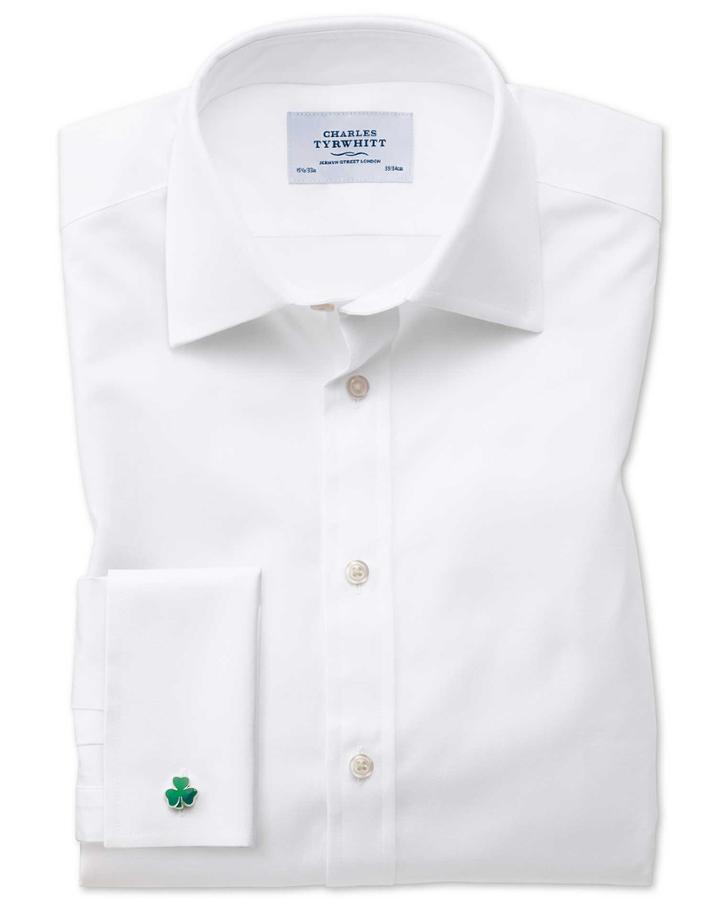 Charles Tyrwhitt Classic Fit Oxford White Cotton Dress Shirt Single Cuff Size 15/35 By Charles Tyrwhitt
