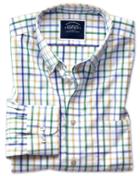 Charles Tyrwhitt Slim Fit Button-down Non-iron Poplin Green Multi Check Cotton Casual Shirt Single Cuff Size Medium By Charles Tyrwhitt