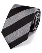 Charles Tyrwhitt Black And White Silk Block Stripe Classic Tie By Charles Tyrwhitt