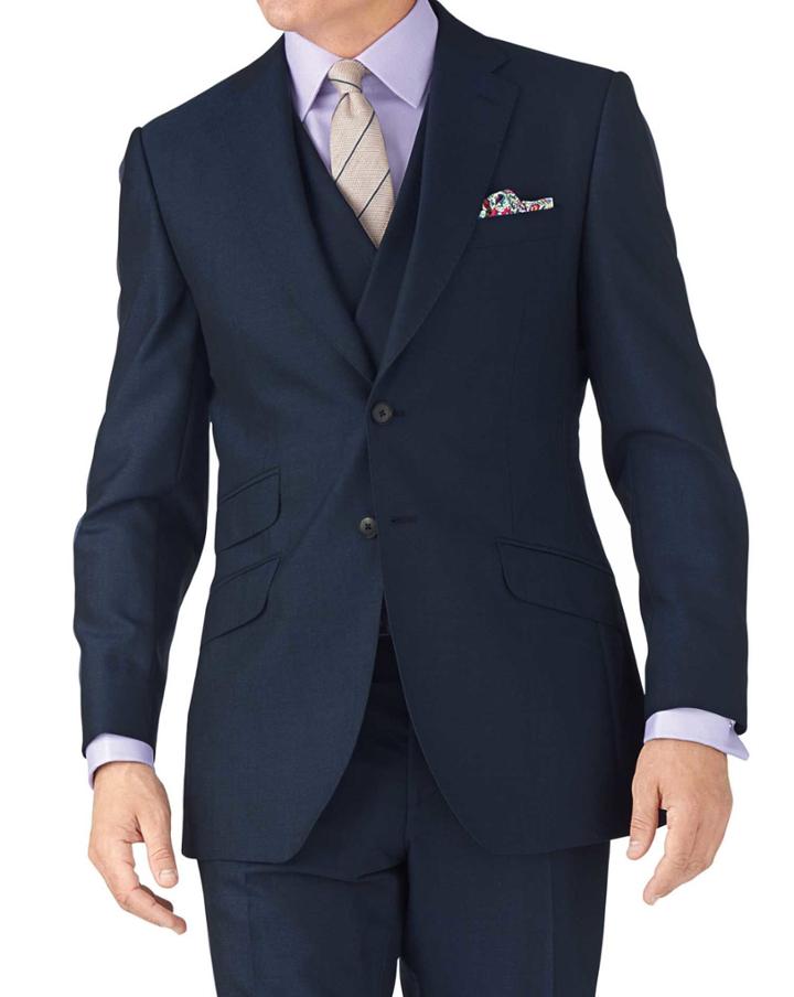 Charles Tyrwhitt Blue Slim Fit British Panama Luxury Suit Wool Jacket Size 40 By Charles Tyrwhitt